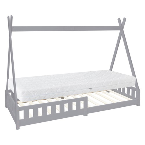 Lit enfants bois gris clair - gris,