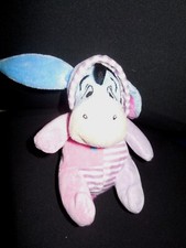 doudou peluche Bourriquet combinaison pyjama rose violet mauve rayé étoile 16cm