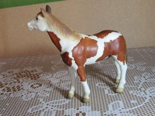 904Z Vintage Schleich 13241 Cheval Etalon Pferd Pinto Marron & Blanc 1:20