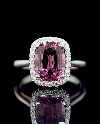 Bague tourmaline rose coussin