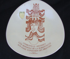 assiette Charleville Mézières foire exposition 1983 , LONGWY grand feu