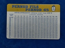 RARE TOP ! TABLEAU DEVELOPPEMENT VELO Bike development chart - PERNOD FILS