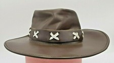 Chapeau style australien cuir Genuine Leather 54 cm ou S 6 3/4 Western Cow boy 