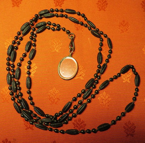 Sautoir deuil ancien perles - de,