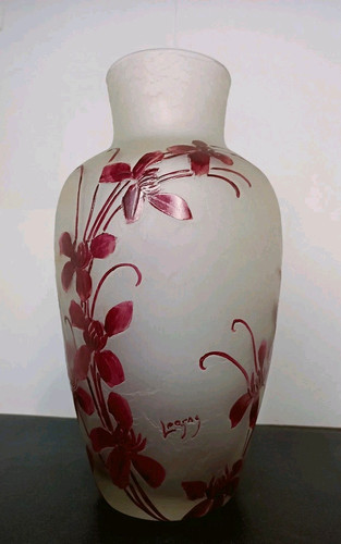 Ancien vase verre signé - vase, en