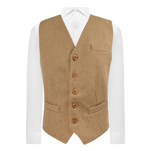 Gilet laine tissé brun - gilet,