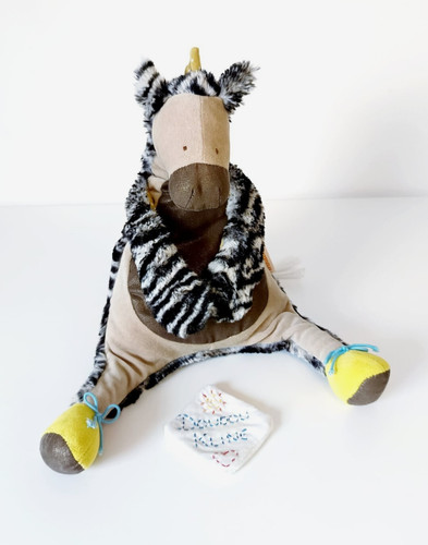 Peluche doudou zèbre - zèbre, noir