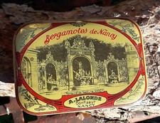 Boite ancienne Bergamotes de Nancy Tôle A. LALONDE Fontaine De Neptune 10,5x7,5