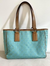 Gucci sac cabas Jackie en toile GG bleu turquoise et cuir marron