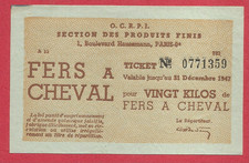 BILLET TICKET MATIERES OCRPI 1947  20 KILOS  FER  à CHEVAL - SPL