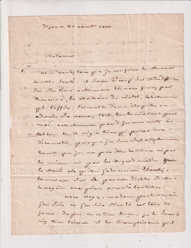 Aout 1820 lettre - 23, 1820.