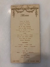 Ancien menu restaurant VIANEY