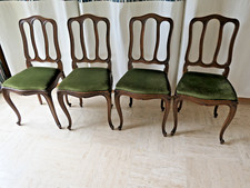 4 Chaises anciennes velours vert Louis Philippe