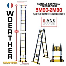 Echelle-escabeau télescopique  Grafitek 5m60/2m80 Woerther Garantie 5 ans