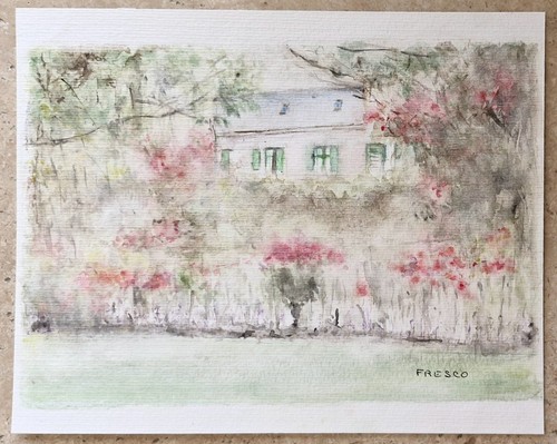 Aquarelle originale maison - aquarelle, la
