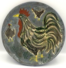 Assiette "Coq Et Poules" Cerenne Vallauris Par Chabaneix VINTAGE Bon état