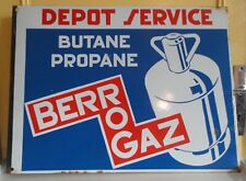 Plaque émaillée publicitaire ancienne BERROGAZ dépôt Service recto verso