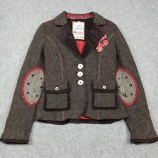 Sportalm Femmes Laine Tweed Veste Blazer 36 (Pour Comme 34) Marron Doublé Dunja