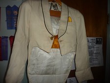 Used High School White Band Jackets w/gold cumberbunt 