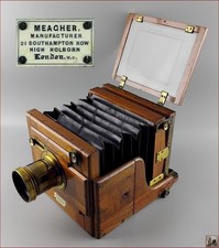 MEAGHER XIXe Chambre à Joue Tailboard Mono/Stéréo 12x16,5cm Bois Acajou/Laiton