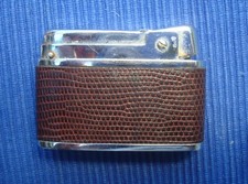 BR Briquet Ancien Silver Match Chromé Cuir Gaz Collection Lighter