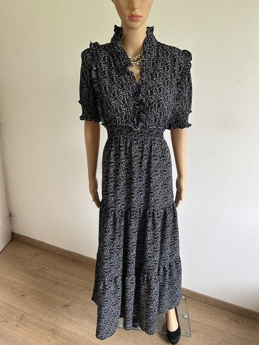Robe longue noire blanche - et,