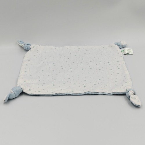 Doudou plat carré bleu blanc
