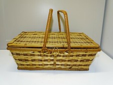 -ANCIENNE PETITE PANIER OSIER & BAMBOU pour rangement COUTURE BEAUTE ou AUTRE XX