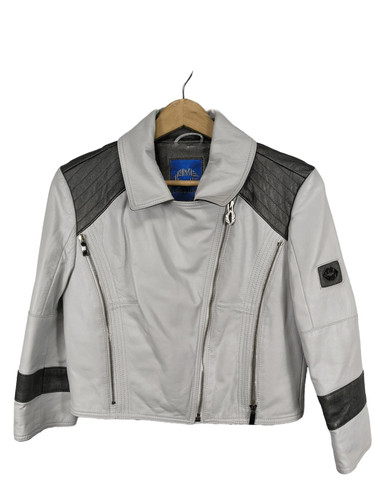 Veste cuir femme grise - cuir,