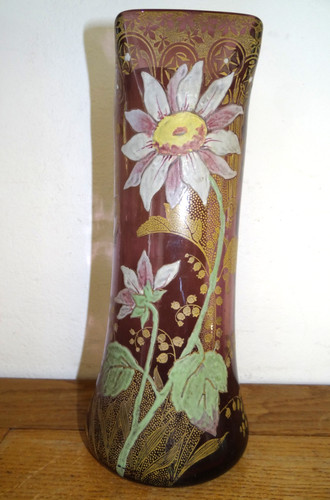 Superbe vase violet emaillé - vase,