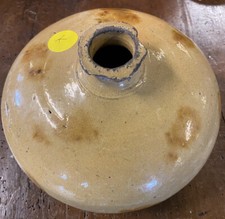 Terre Cuite Vernissée Gourde Vase Bouteille Jaune Pot à Graisse Art Populaire