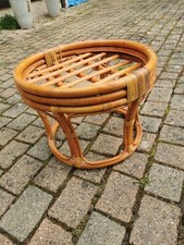 Pouf rond en rotin marron