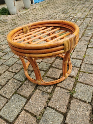 Pouf rond rotin marron - rond,