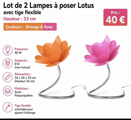 Lot lampes poser lotus - de,