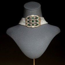 Collier  Doré Vert Emeraude