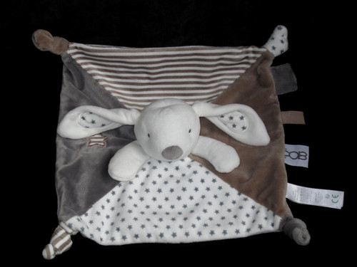 Doudou carré plat lapin blanc - carré,