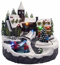LED Village D'Hiver Avec Sapin, Hiver Noël Paysage Déco Figurine Illuminé