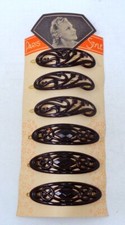 Lot 6 peignes anciens - Barettes à cheveux sur plaquette 1940-50's France