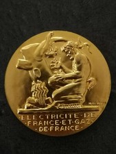 MEDAILLE BRONZE EDF GDF 35 ANNEES DE SERVICE / 55 mm 68.7 g / FRANCE MEDAL