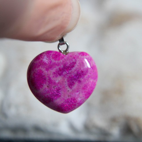 Pendentif coeur en corail - pendentif, 2