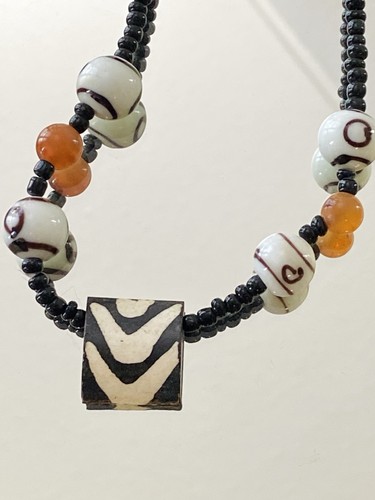 Collier tribal perles verre - tribal, en