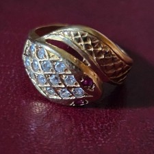 bague ancienne serpent or 18k rubis pierres blanches 50's taille 53 5,7 g