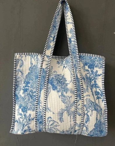 Sac main coton imprimé - en,