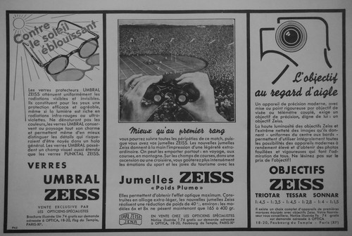 Publicité 1937 zeiss - zeiss, verre