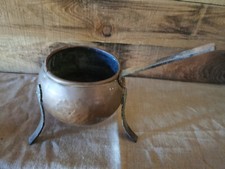 ANCIEN POT A COLLE EN CUIVRE TRIPODE Menuisier Ebéniste Gravé   19 ème