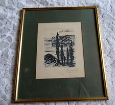RENE SEYSSAUD - BORD DE L'ETANG - LITHOGRAPHIE ENCADREE -