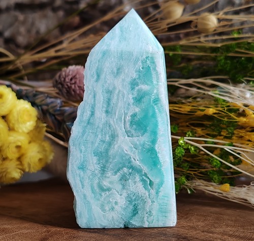 Pointe aragonite bleue - en,