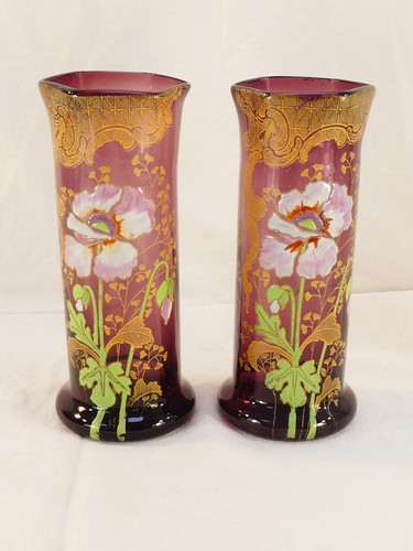 Paire vases legras verre - en,