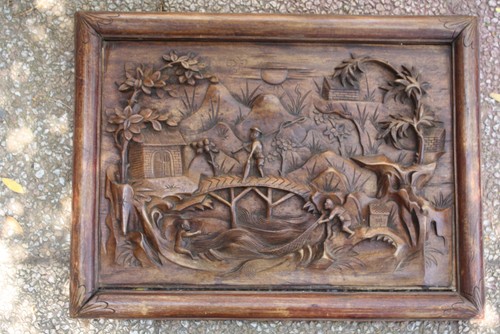 Panneau sculpté indochine - panneau,