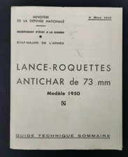 Notice Manuel Lance-roquette Antichar 73mm Modèle 1950 Indo Algérie